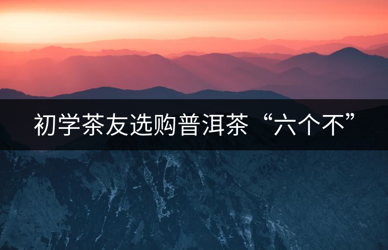 初學(xué)茶友選購(gòu)普洱茶“六個(gè)不” 初學(xué)茶友選購(gòu)普洱茶“六個(gè)不”