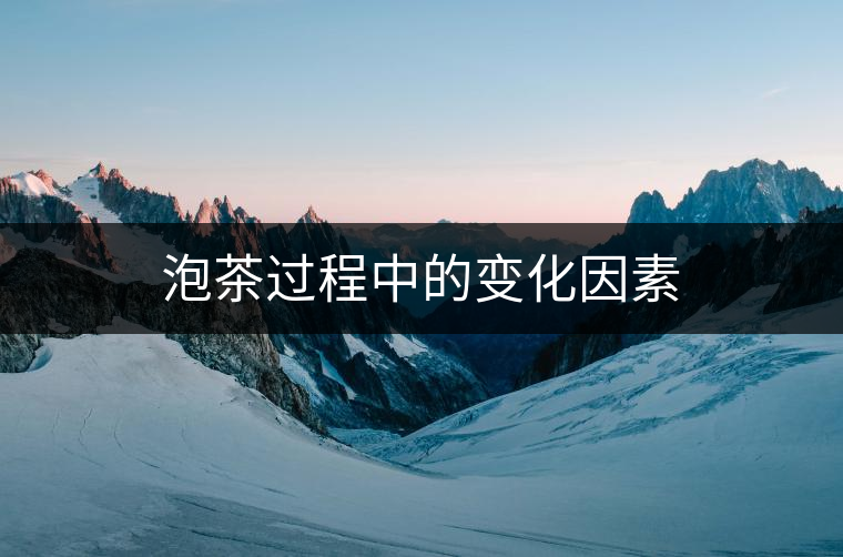 泡茶過程中的變化因素 泡茶過程中的變化因素