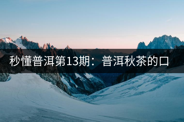 秒懂普洱第13期：普洱秋茶的口感特點(diǎn)？