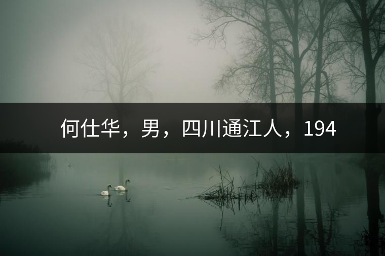　　何仕華，男，四川通江人，1942年7月生，高級工程師、副研究員，曾任云南省高級工程師高評委委員，云南省老科協(xié)茶葉分會副會長，云南省普洱茶葉協(xié)會技術(shù)委員會副主任，云南省普洱茶研究中心研究員，獲覺農(nóng)勛章獎、老茶人貢獻獎，全國弘揚茶文化突出貢獻獎。